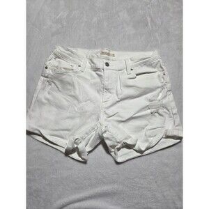 Levi's Women's Mid Length White Shorts Size 32 Zipper Mid Rise Denim Jean Shorts